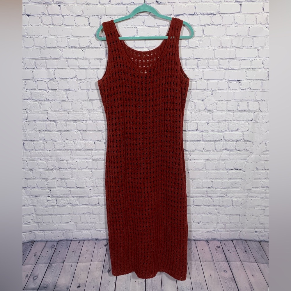 Apart Womens VTG Crochet Maxi Dress Red Sz XL Whimsigoth Festival Boho Beach
